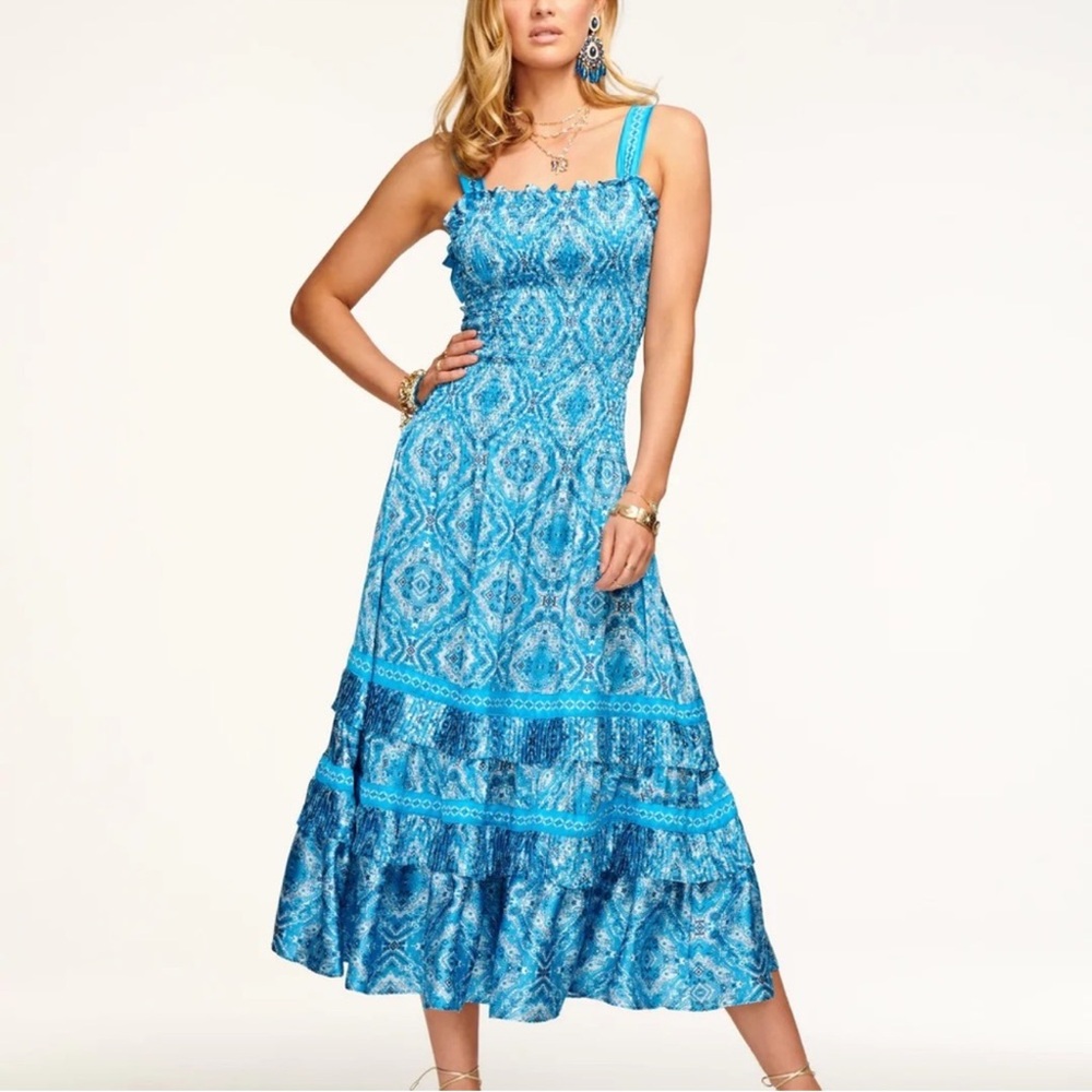 Ramy Brook Printed Sia Smocked Midi Dress medium